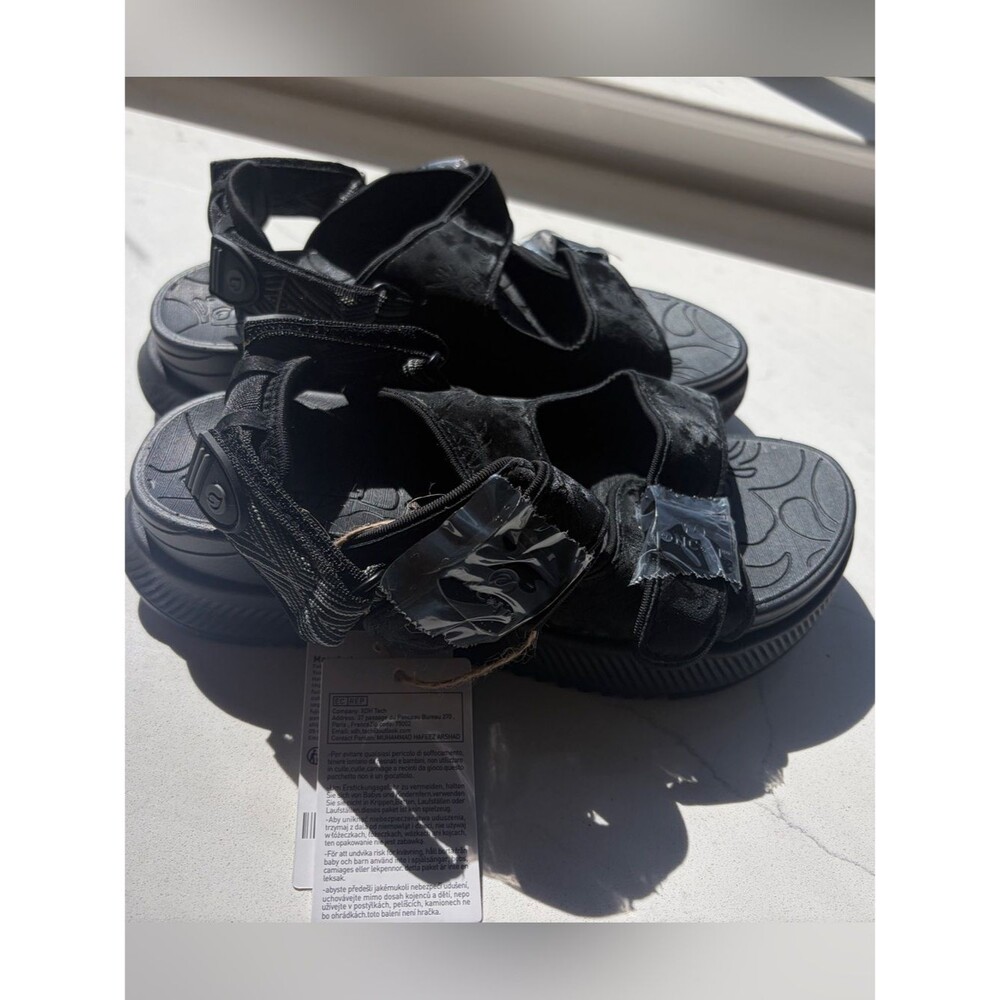 Women’s Black Platform Velcro Sandals